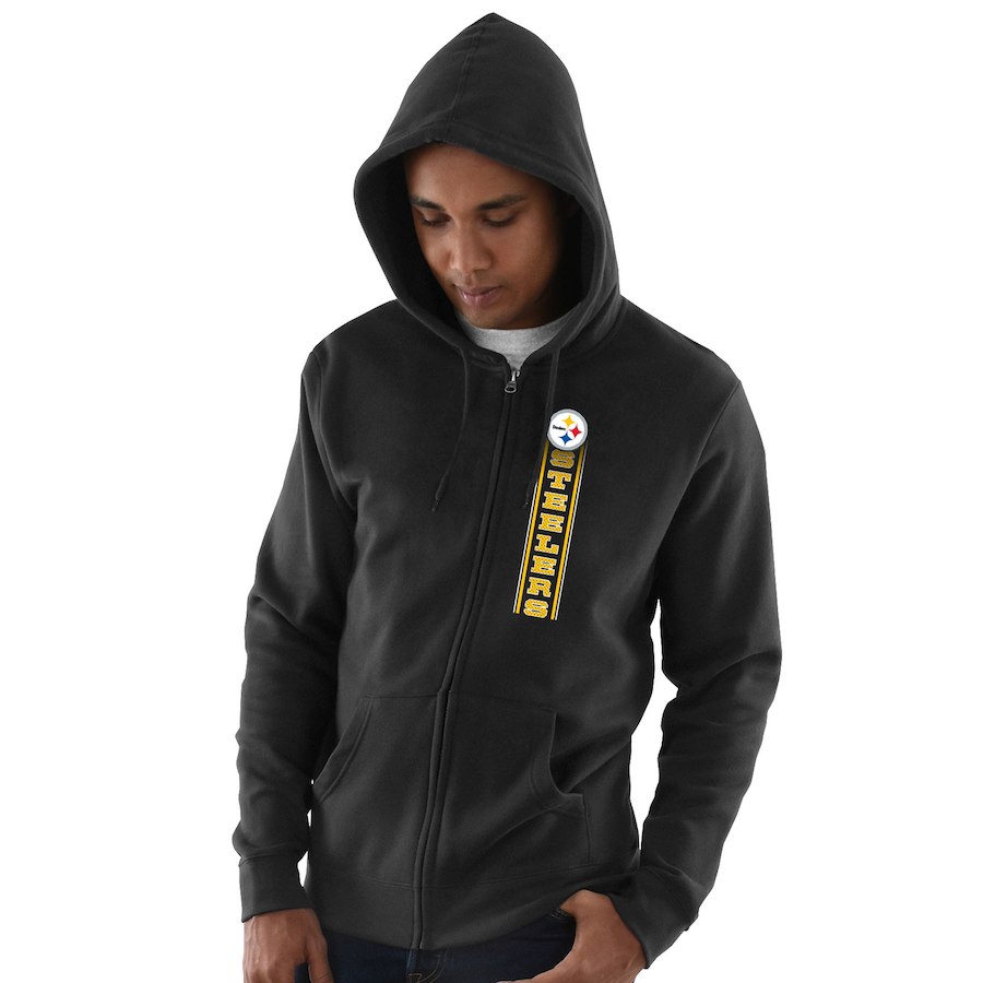Pittsburgh Steelers Hook And Ladder Full Zip Hoodie Black Pittsburgh Steelers Hook And Ladder Full Zip Hoodie Black