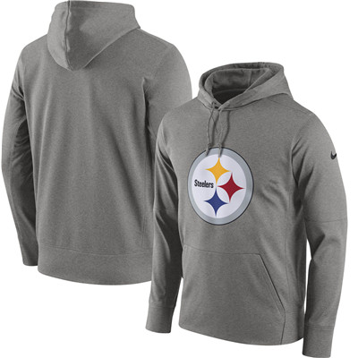 Men's Pittsburgh Steelers Nike Gray Circuit Logo Essential Performance Pullover Hoodie Men's Pittsburgh Steelers Nike Gray Circuit Logo Essential Performance Pullover Hoodie