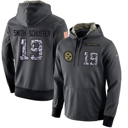 NFL Men's Nike Pittsburgh Steelers #19 JuJu Smith-Schuster Stitched Black Anthracite Salute to Service Player Performance Hoodie NFL Men's Nike Pittsburgh Steelers #19 JuJu Smith-Schuster Stitched Black Anthracite Salute to Service Player Performance Hoodie