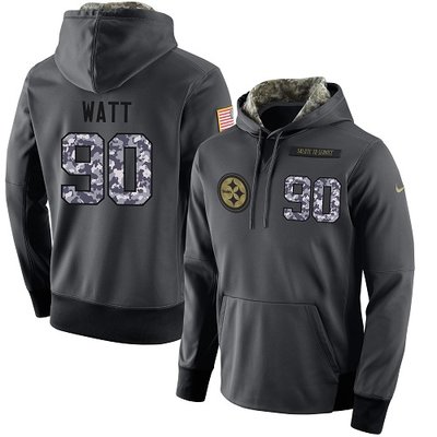 Nike Steelers #90 T. J. Watt Stitched Black Men's Anthracite Salute to Service Player Performance Hoodie