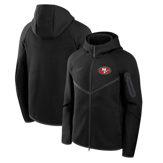 Men's San Francisco 49ers Black Tech Fleece Full-Zip Windrunner Hoodie Men's San Francisco 49ers Black Tech Fleece Full-Zip Windrunner Hoodie