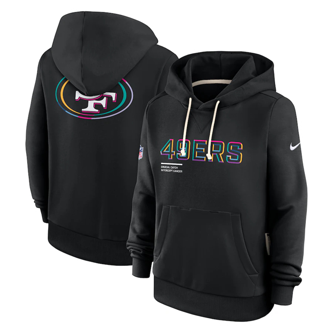 Women's San Francisco 49ers Black 2025 Crucial Catch Club Pullover Hoodie(Run Small) Women's San Francisco 49ers Black 2025 Crucial Catch Club Pullover Hoodie(Run Small)