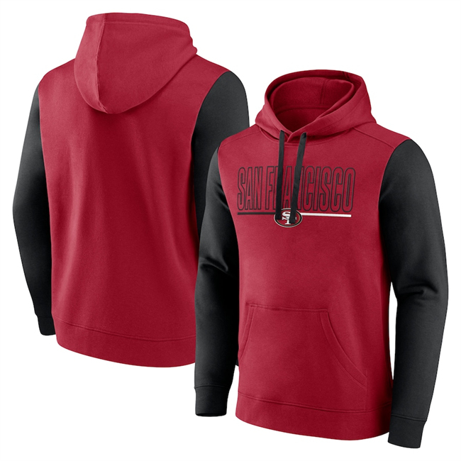 Men's San Francisco 49ers Scarlet Black Outline Pullover Hoodie Men's San Francisco 49ers Scarlet Black Outline Pullover Hoodie