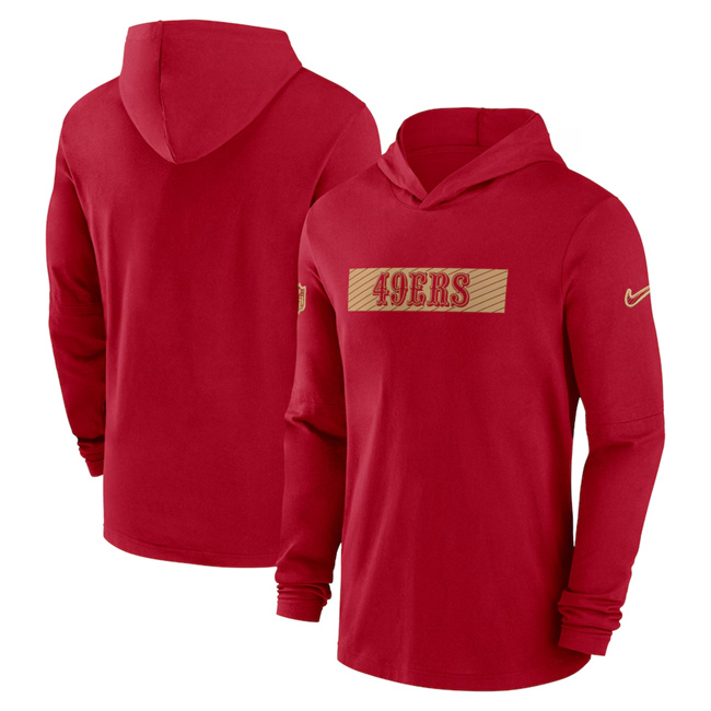 Men's San Francisco 49ers Scarlet Sideline Performance Hoodie Men's San Francisco 49ers Scarlet Sideline Performance Hoodie