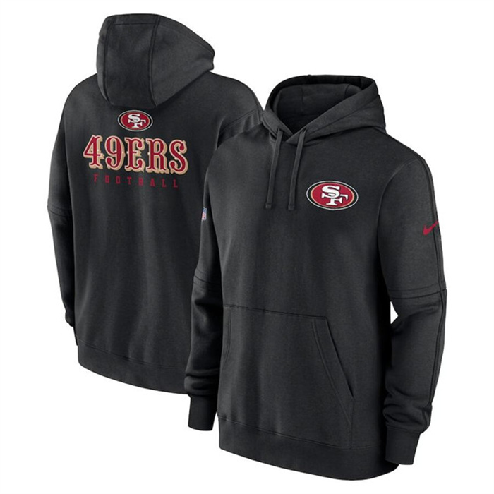 Men's San Francisco 49ers Black Sideline Club Fleece Pullover Hoodie Men's San Francisco 49ers Black Sideline Club Fleece Pullover Hoodie