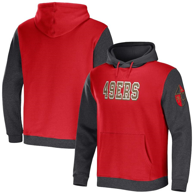 Men's San Francisco 49ers X Darius Rucker Collection Scarlet Charcoal Colorblock Pullover Hoodie Men's San Francisco 49ers X Darius Rucker Collection Scarlet Charcoal Colorblock Pullover Hoodie