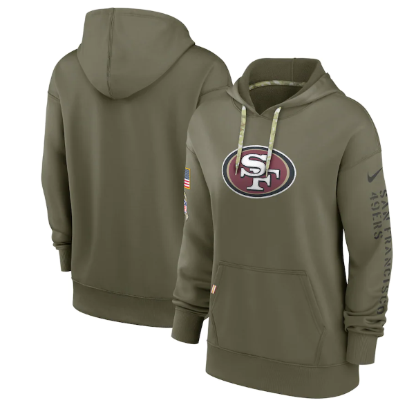 Women's San Francisco 49ers 2022 Olive Salute To Service Therma Performance Pullover Hoodie(Run Small) Women's San Francisco 49ers 2022 Olive Salute To Service Therma Performance Pullover Hoodie(Run Small)