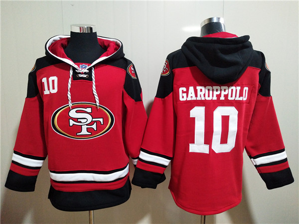 Men's San Francisco 49ers #10 Jimmy Garoppolo Red All Stitched Sweatshirt Hoodie Men's San Francisco 49ers #10 Jimmy Garoppolo Red All Stitched Sweatshirt Hoodie