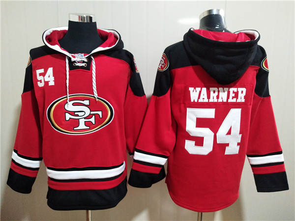 Men's San Francisco 49ers #54 Warner Scarlet Red All Stitched Sweatshirt Hoodie Men's San Francisco 49ers #54 Warner Scarlet Red All Stitched Sweatshirt Hoodie