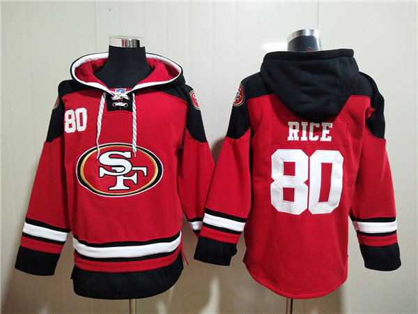 Men's San Francisco 49ers #80 Jerry Rice Red All Stitched Sweatshirt Hoodie Men's San Francisco 49ers #80 Jerry Rice Red All Stitched Sweatshirt Hoodie