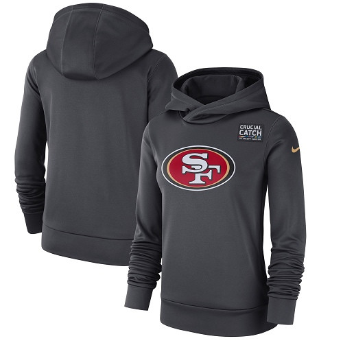 NFL Women's San Francisco 49ers Nike Anthracite Crucial Catch Performance Pullover Hoodie NFL Women's San Francisco 49ers Nike Anthracite Crucial Catch Performance Pullover Hoodie
