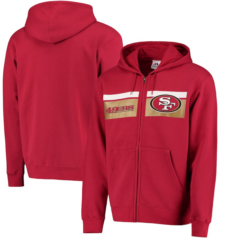 San Francisco 49ers Majestic Touchback Full Zip Hoodie Scarlet San Francisco 49ers Majestic Touchback Full Zip Hoodie Scarlet