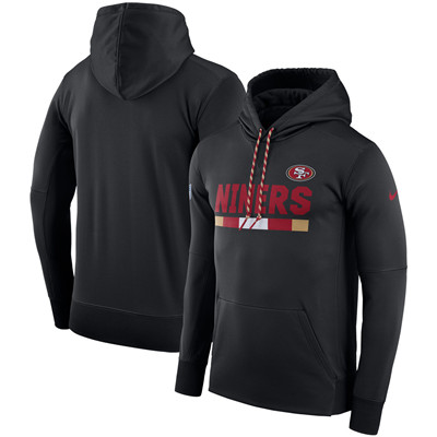 Men's San Francisco 49ers Nike Black Sideline Team Name Performance Pullover Hoodie Men's San Francisco 49ers Nike Black Sideline Team Name Performance Pullover Hoodie