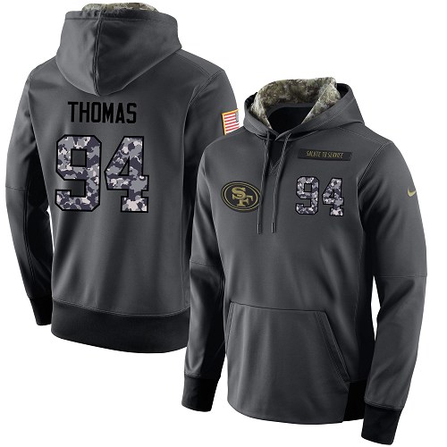 NFL Men's Nike San Francisco 49ers #94 Solomon Thomas Stitched Black Anthracite Salute to Service Player Performance Hoodie NFL Men's Nike San Francisco 49ers #94 Solomon Thomas Stitched Black Anthracite Salute to Service Player Performance Hoodie