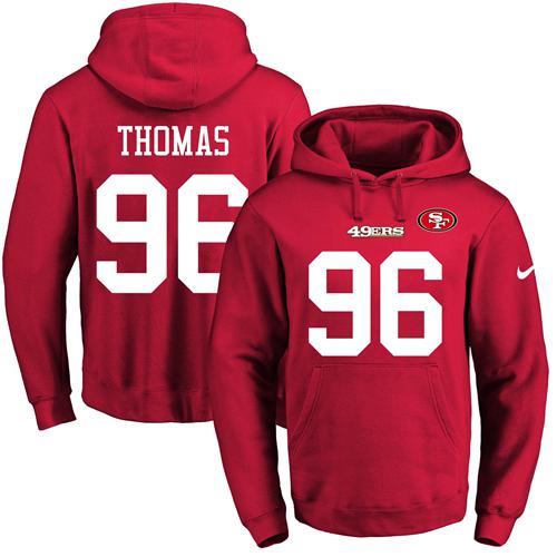 Nike 49ers #96 Solomon Thomas Red Name & Number Pullover NFL Hoodie Nike 49ers #96 Solomon Thomas Red Name & Number Pullover NFL Hoodie