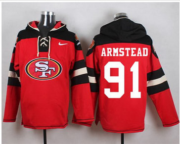 Nike San Francisco 49ers #91 Arik Armstead Red Player Pullover NFL Hoodie