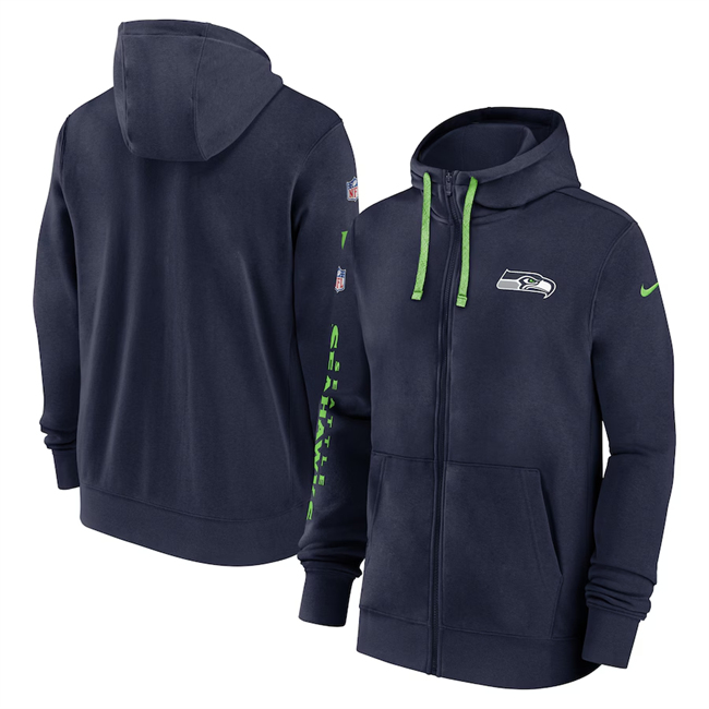 Men's Seattle Seahawks Navy 2024 Team Full-Zip Hoodie Men's Seattle Seahawks Navy 2024 Team Full-Zip Hoodie