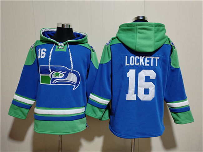 Men's Seattle Seahawks #16 Tyler Lockett Royal Ageless Must-Have Lace-Up Pullover Hoodie Men's Seattle Seahawks #16 Tyler Lockett Royal Ageless Must-Have Lace-Up Pullover Hoodie