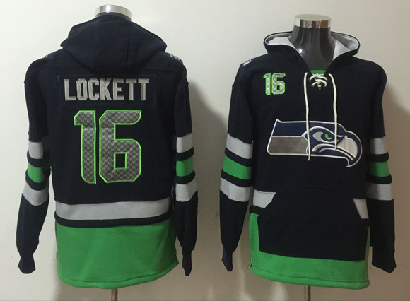 Men's Seattle Seahawks #16 Tyler Lockett Black Green Ageless Must-Have Lace-Up Pullover Hoodie Men's Seattle Seahawks #16 Tyler Lockett Black Green Ageless Must-Have Lace-Up Pullover Hoodie
