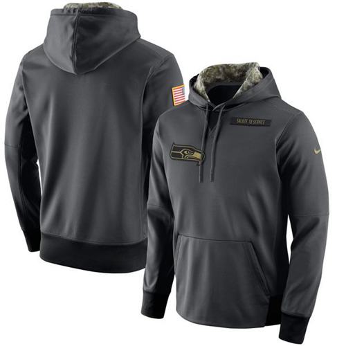 Men's Seattle Seahawks Nike Anthracite Salute to Service Player Performance Hoodie Men's Seattle Seahawks Nike Anthracite Salute to Service Player Performance Hoodie