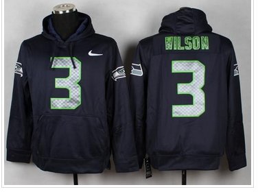 Seattle Seahawks #3 Russell Wilson Blue Pullover NFL Hoodie