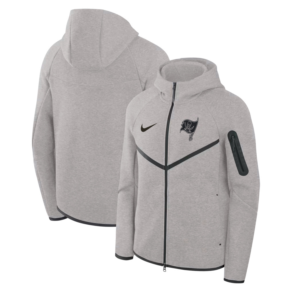 Men's Tampa Bay Buccaneers Grey Tech Fleece Windrunner Full-Zip Hoodie