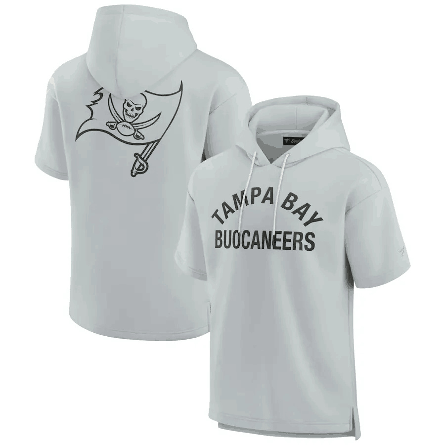 Men's Tampa Bay Buccaneers Gray Super Soft Fleece Short Sleeve Hoodie Men's Tampa Bay Buccaneers Gray Super Soft Fleece Short Sleeve Hoodie