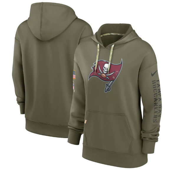 Women's Tampa Bay Buccaneers 2022 Olive Salute To Service Therma Performance Pullover Hoodie(Run Small) Women's Tampa Bay Buccaneers 2022 Olive Salute To Service Therma Performance Pullover Hoodie(Run Small)
