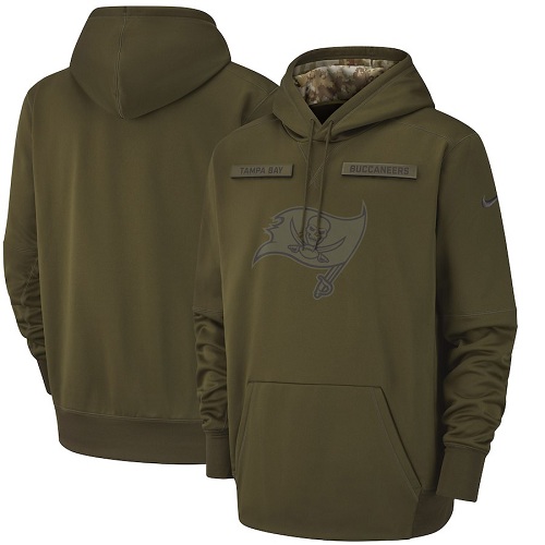 Men's Tampa Bay Buccaneers Nike Olive Salute to Service Sideline Therma Performance Pullover Hoodie Men's Tampa Bay Buccaneers Nike Olive Salute to Service Sideline Therma Performance Pullover Hoodie