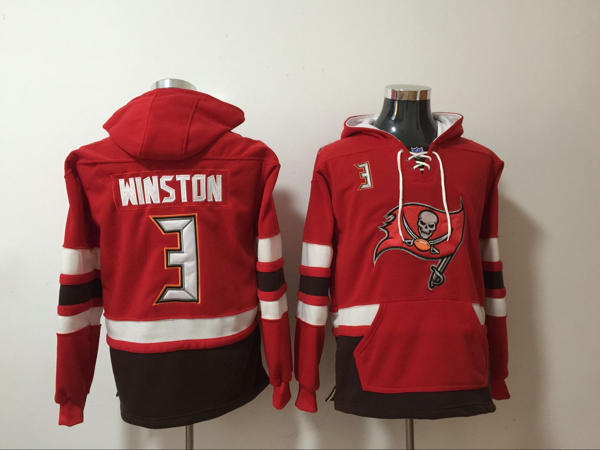 Nike Buccaneers 3 Jameis Winston Red All Stitched Hooded Sweatshirt Nike Buccaneers 3 Jameis Winston Red All Stitched Hooded Sweatshirt