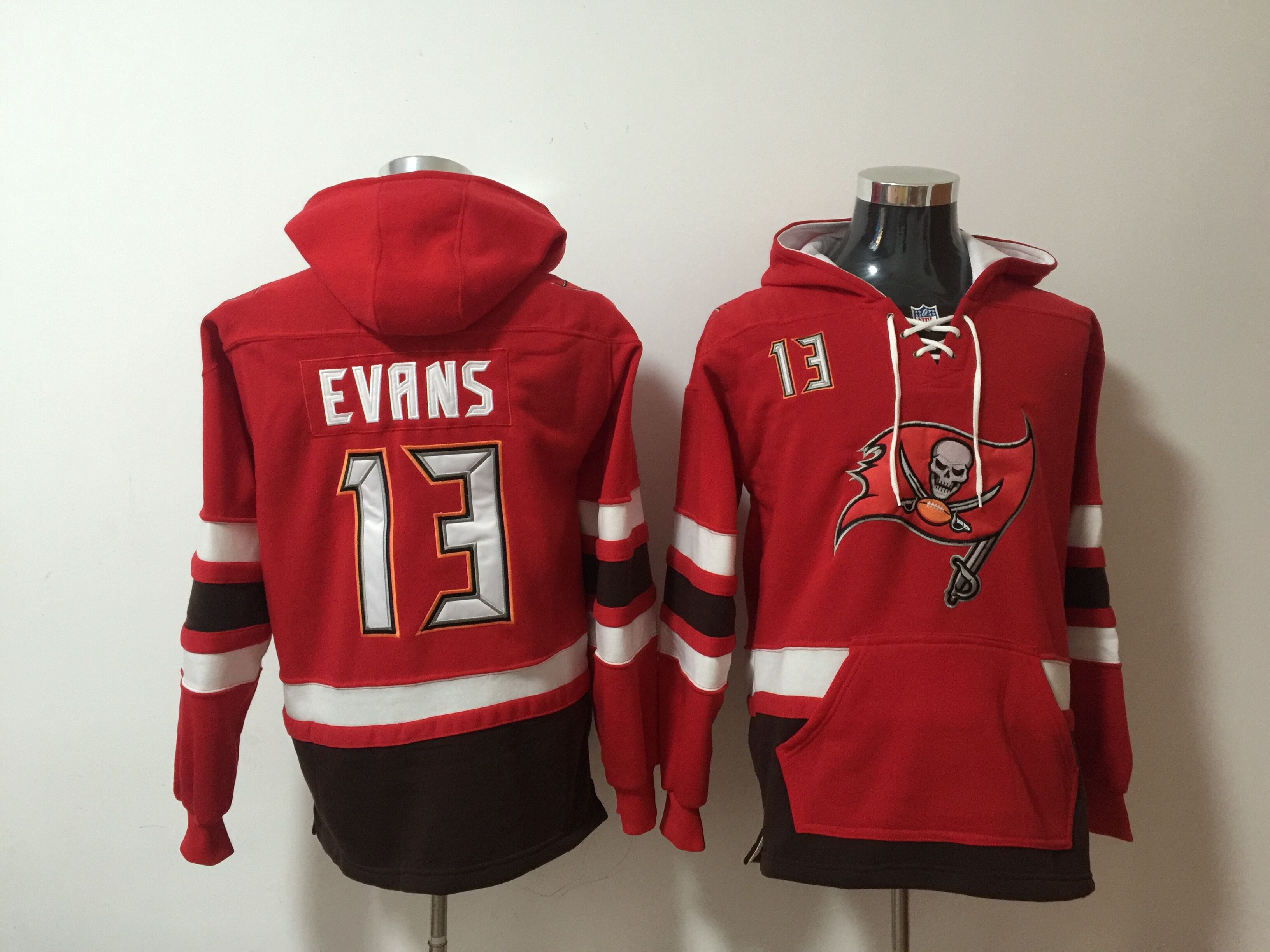 Nike Buccaneers 13 Mike Evans Red All Stitched Hooded Sweatshirt Nike Buccaneers 13 Mike Evans Red All Stitched Hooded Sweatshirt