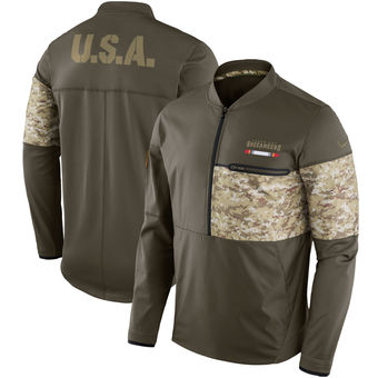 Nike Buccaneers Olive Salute to Service Sideline Hybrid Half-Zip Pullover Jacket Nike Buccaneers Olive Salute to Service Sideline Hybrid Half-Zip Pullover Jacket