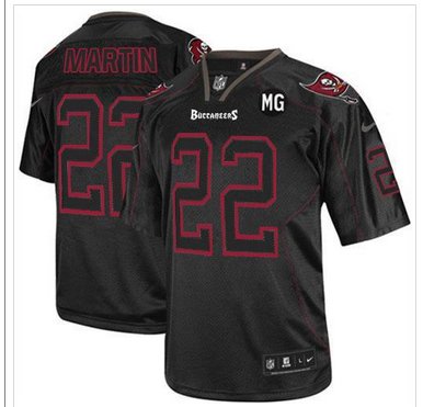 NEW Buccaneers #22 Doug Martin Lights Out Black With MG Patch Stitched NFL Elite Jersey
