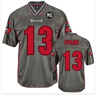 NEW Buccaneers #13 Mike Evans Grey With MG Patch Stitched NFL Elite Vapor Jersey NEW Buccaneers #13 Mike Evans Grey With MG Patch Stitched NFL Elite Vapor Jersey