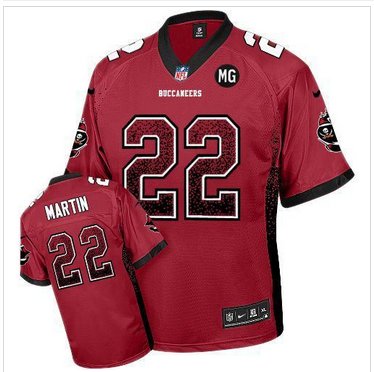 NEW Buccaneers #22 Doug Martin Red Team Color With MG Patch Stitched NFL Elite Drift Fashion Jersey