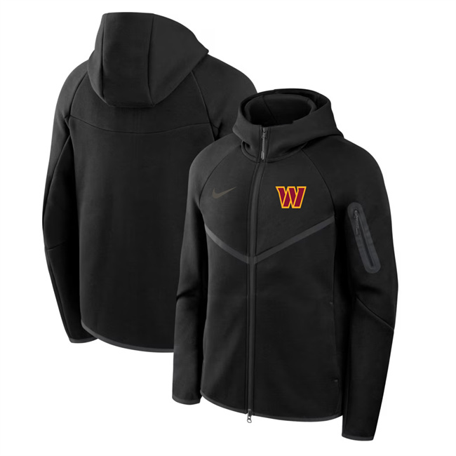Men's Washington Commanders Black Tech Fleece Full-Zip Windrunner Hoodie Men's Washington Commanders Black Tech Fleece Full-Zip Windrunner Hoodie