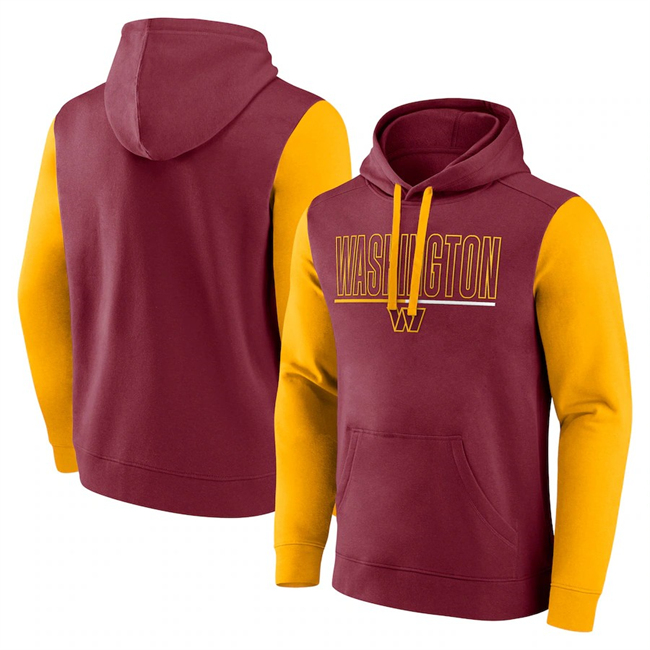Men's Washington Commanders Burgundy Gold Outline Pullover Hoodie Men's Washington Commanders Burgundy Gold Outline Pullover Hoodie