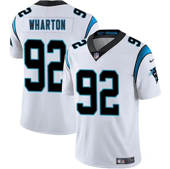 Men's Carolina Panthers #92 Tershawn Wharton White 2025 Vapor Limited Stitched Football Jersey Men's Carolina Panthers #92 Tershawn Wharton White 2025 Vapor Limited Stitched Football Jersey