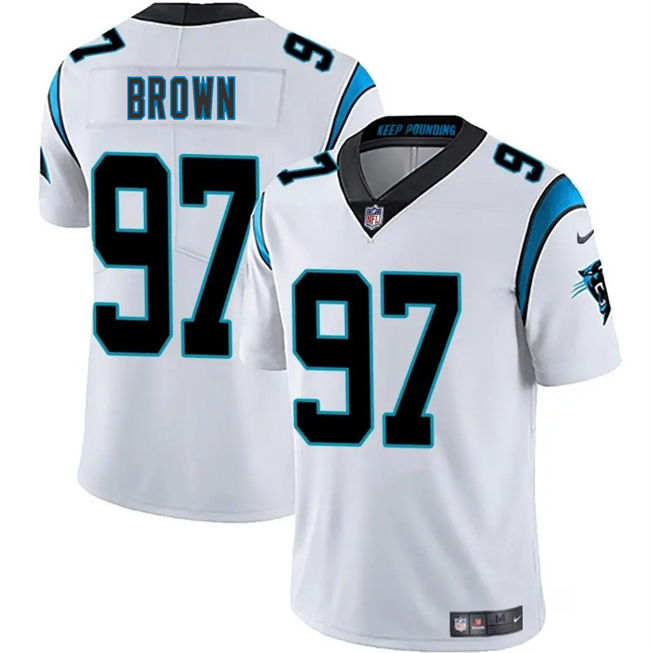 Men's Carolina Panthers #97 Bobby Brown White 2025 Vapor Limited Stitched Football Jersey Men's Carolina Panthers #97 Bobby Brown White 2025 Vapor Limited Stitched Football Jersey