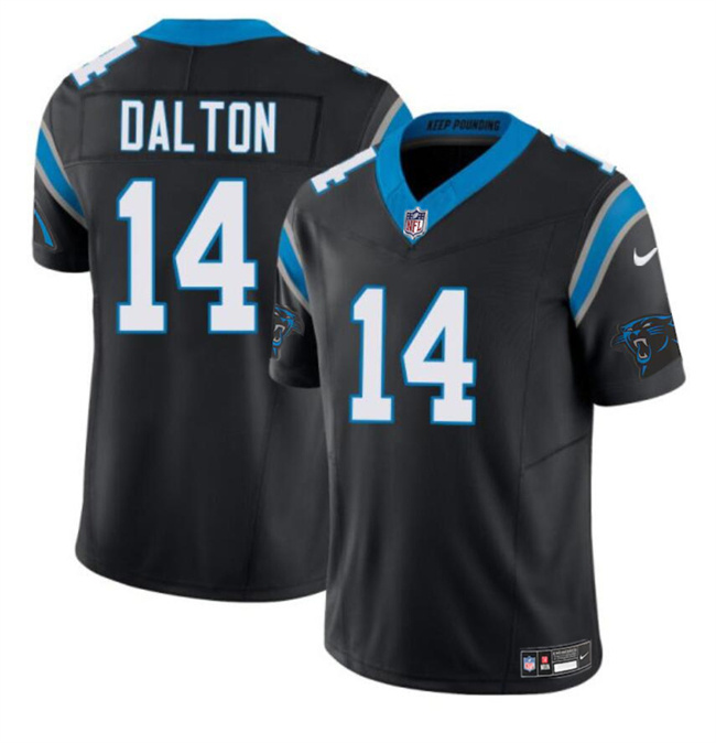 Men's Carolina Panthers #14 Andy Dalton Black 2024 F.U.S.E. Vapor Limited Stitched Football Jersey Men's Carolina Panthers #14 Andy Dalton Black 2024 F.U.S.E. Vapor Limited Stitched Football Jersey