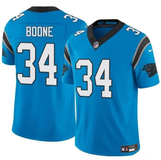 Men's Carolina Panthers #34 Mike Boone Blue 2024 F.U.S.E. Vapor Limited Stitched Football Jersey Men's Carolina Panthers #34 Mike Boone Blue 2024 F.U.S.E. Vapor Limited Stitched Football Jersey