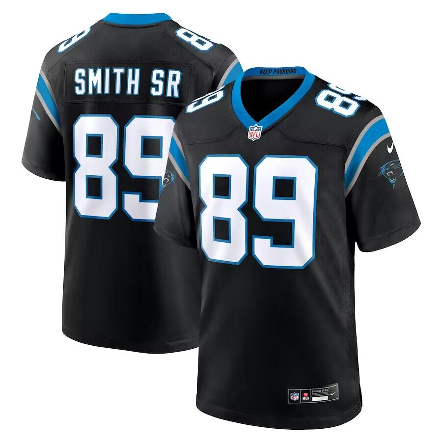 Men's Carolina Panthers #89 Smith SR Black Stitched Jersey
