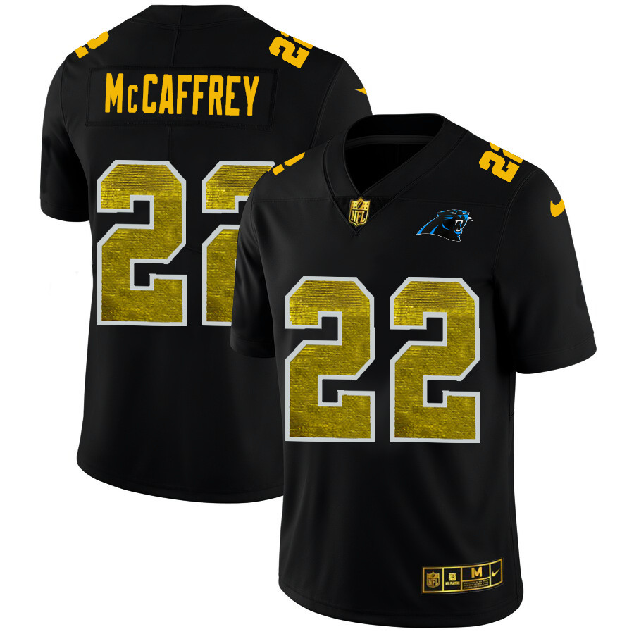 Carolina Panthers #22 Christian McCaffrey Men's Black Nike Golden Sequin Vapor Limited NFL Jersey Carolina Panthers #22 Christian McCaffrey Men's Black Nike Golden Sequin Vapor Limited NFL Jersey