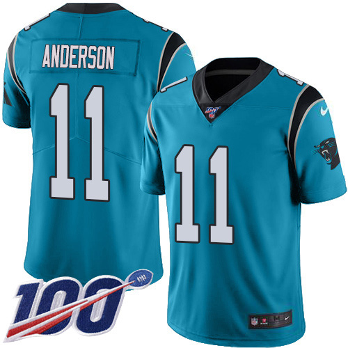 Nike Panthers #11 Robby Anderson Blue Alternate Men's Stitched NFL 100th Season Vapor Untouchable Limited Jersey Nike Panthers #11 Robby Anderson Blue Alternate Men's Stitched NFL 100th Season Vapor Untouchable Limited Jersey
