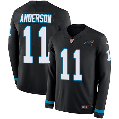 Nike Panthers #11 Robby Anderson Black Team Color Men's Stitched NFL Limited Therma Long Sleeve Jersey Nike Panthers #11 Robby Anderson Black Team Color Men's Stitched NFL Limited Therma Long Sleeve Jersey