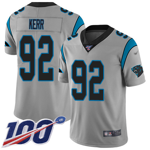 Nike Panthers #92 Zach Kerr Silver Men's Stitched NFL Limited Inverted Legend 100th Season Jersey Nike Panthers #92 Zach Kerr Silver Men's Stitched NFL Limited Inverted Legend 100th Season Jersey