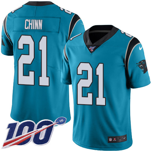 Nike Panthers #21 Jeremy Chinn Blue Men's Stitched NFL Limited Rush 100th Season Jersey Nike Panthers #21 Jeremy Chinn Blue Men's Stitched NFL Limited Rush 100th Season Jersey