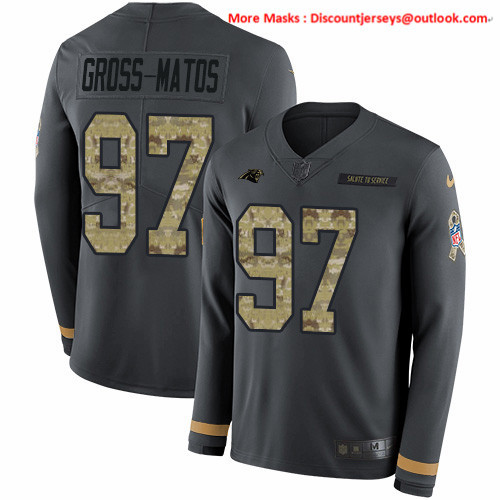 Nike Panthers #97 Yetur Gross-Matos Anthracite Salute to Service Men's Stitched NFL Limited Therma Long Sleeve Jersey