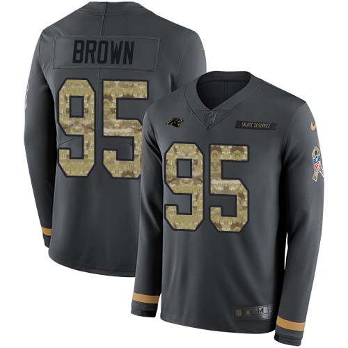 Nike Panthers #95 Derrick Brown Anthracite Salute to Service Men's Stitched NFL Limited Therma Long Sleeve Jersey Nike Panthers #95 Derrick Brown Anthracite Salute to Service Men's Stitched NFL Limited Therma Long Sleeve Jersey