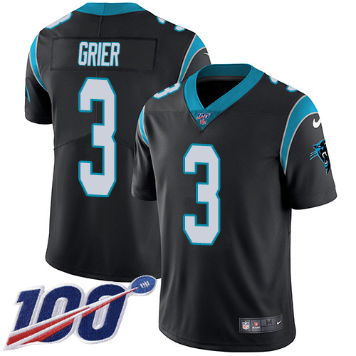 Nike Panthers #3 Will Grier Black Team Color Men's Stitched NFL 100th Season Vapor Untouchable Limited Jersey Nike Panthers #3 Will Grier Black Team Color Men's Stitched NFL 100th Season Vapor Untouchable Limited Jersey